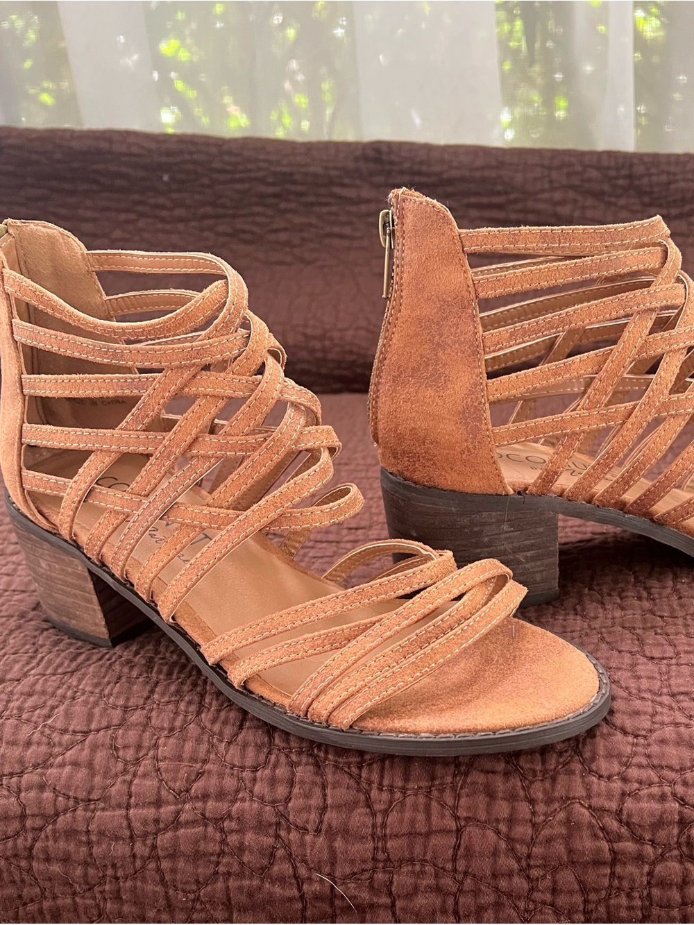 Coconuts by Matisse Strappy Tan Suede Block Heel Sandals